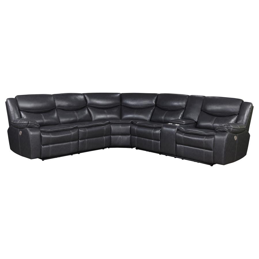 Sycamore Upholstered Power Reclining Sectional Sofa Grey (image for) Sycamore Upholstered Power Reclining Sectional Sofa Grey
