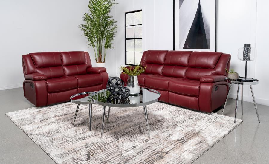 Camila 2-piece Upholstered Reclining Sofa Set Red (image for) Camila 2-piece Upholstered Reclining Sofa Set Red
