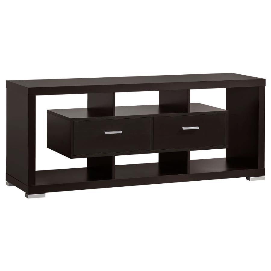 Darien 2-drawer Engineered Wood 59" TV Stand Cappuccino (image for) Darien 2-drawer Engineered Wood 59" TV Stand Cappuccino