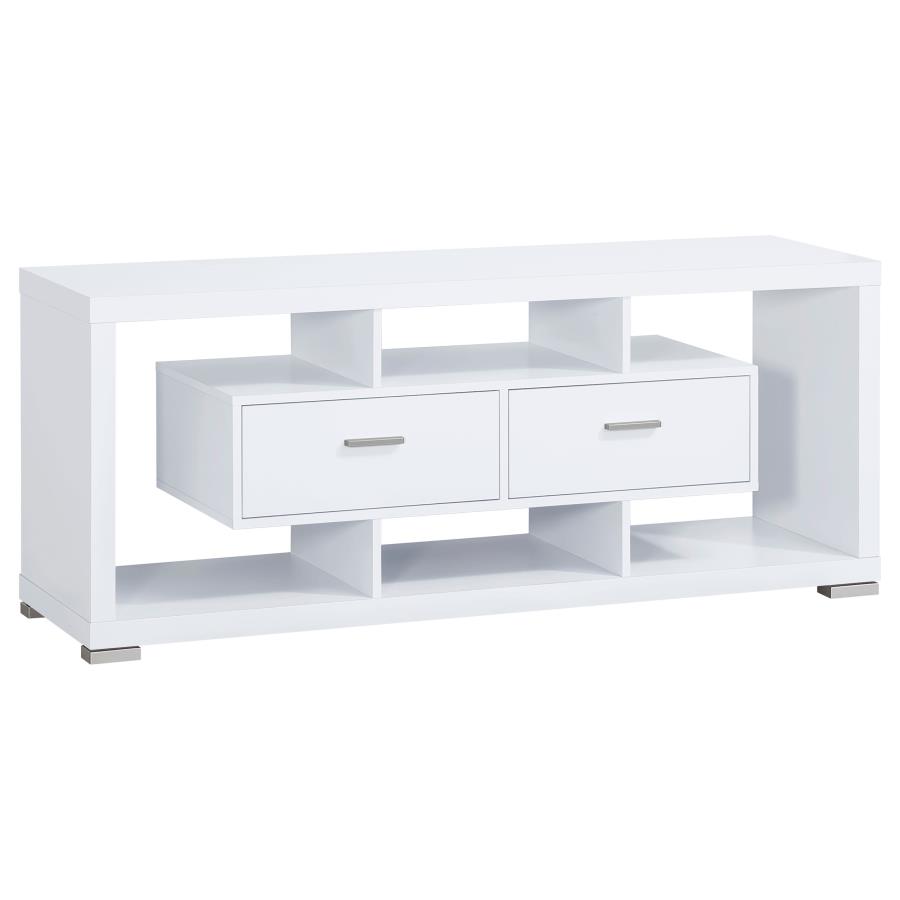 Darien 2-drawer Engineered Wood 59" TV Stand White (image for) Darien 2-drawer Engineered Wood 59" TV Stand White