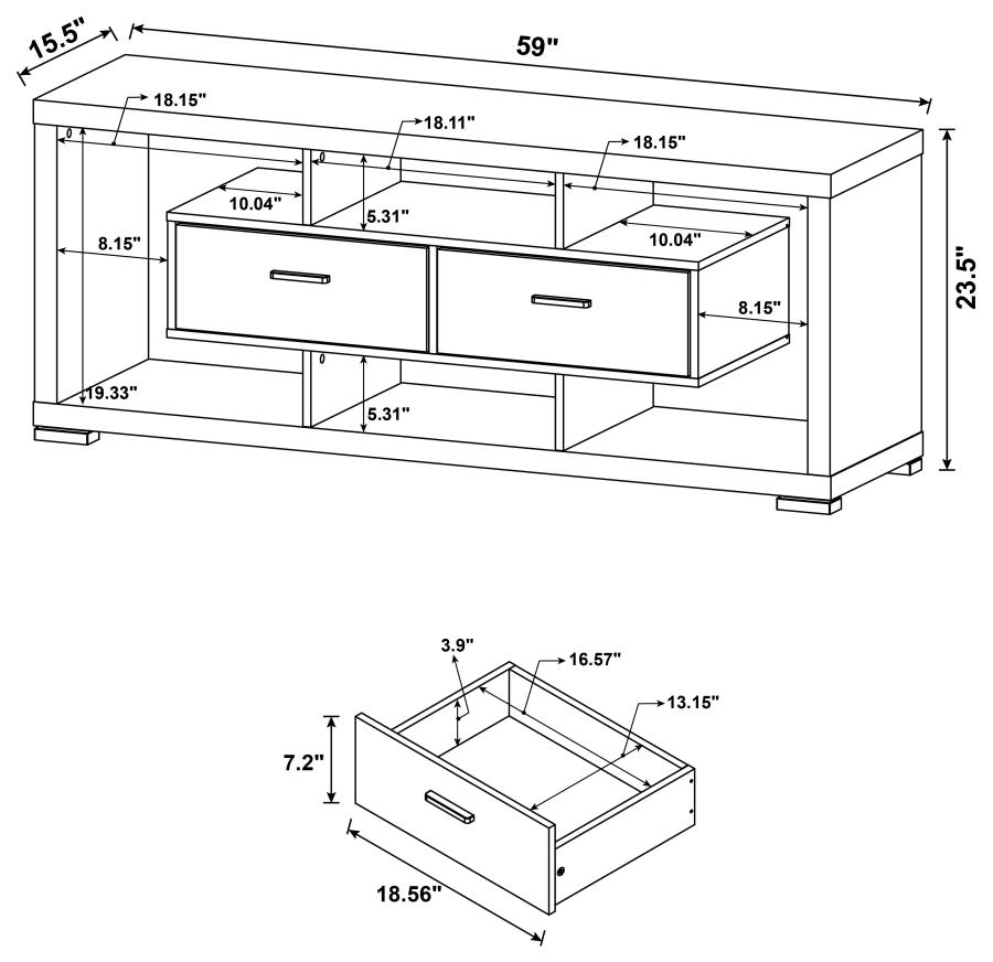 Modal Additional Images for Darien 2-drawer Engineered Wood 59" TV Stand White