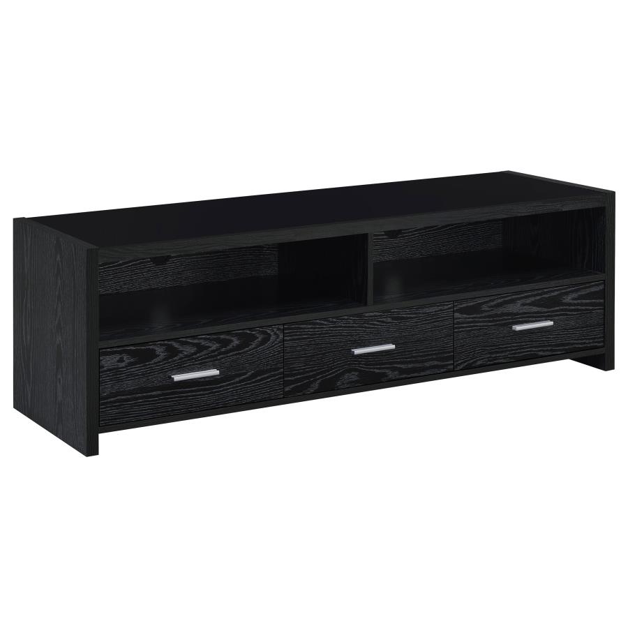 Alton 3-drawer Engineered Wood 62" TV Stand Black Oak (image for) Alton 3-drawer Engineered Wood 62" TV Stand Black Oak