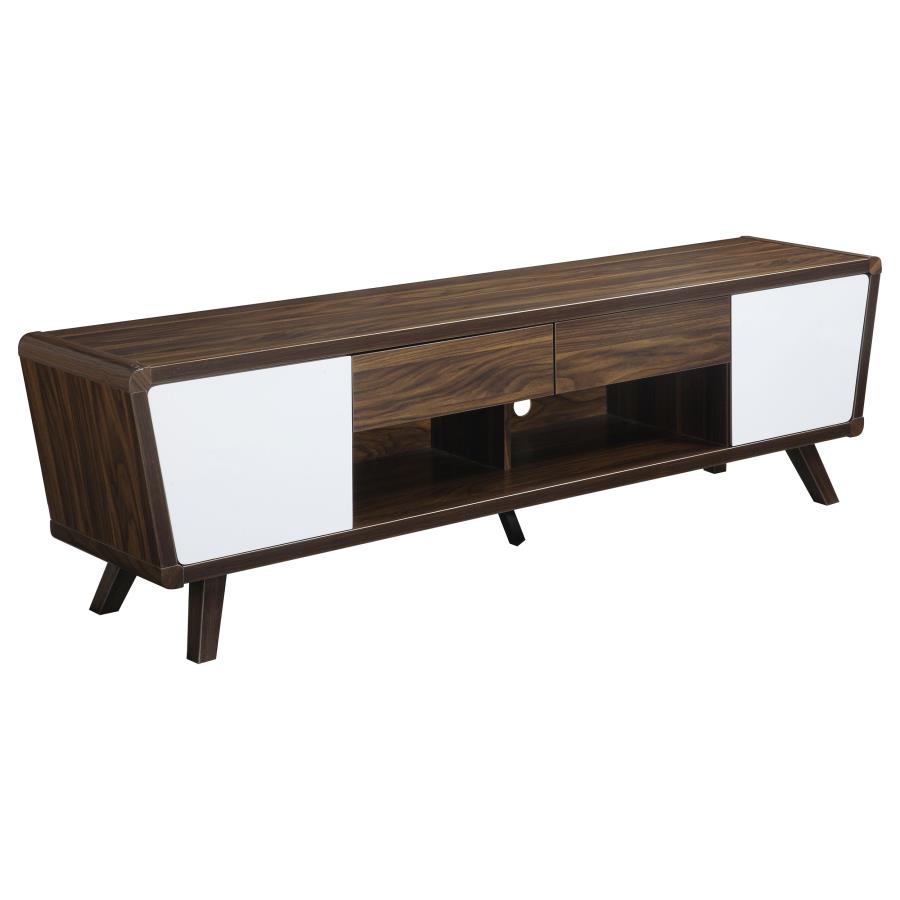 Alvin 2-door Engineered Wood 74" TV Stand Dark Walnut (image for) Alvin 2-door Engineered Wood 74" TV Stand Dark Walnut
