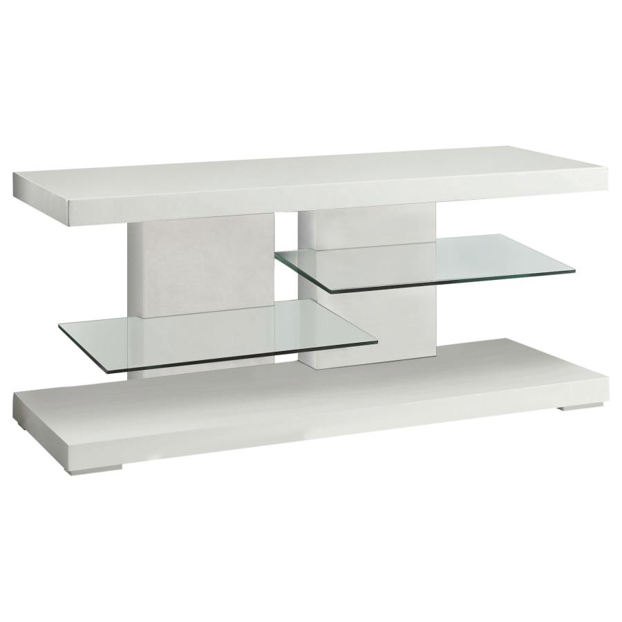 Cogswell 2-shelf Wood 47" TV Stand White High Gloss (image for) Cogswell 2-shelf Wood 47" TV Stand White High Gloss