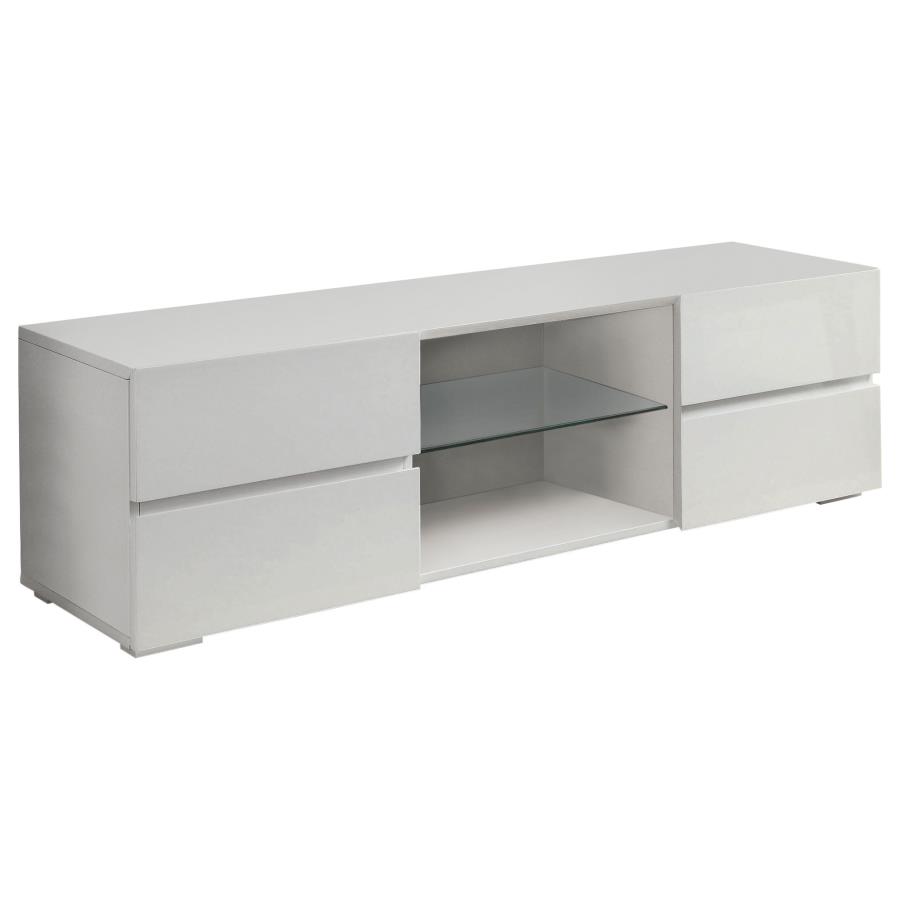 Galvin 4-drawer Wood 55" TV Stand White High Gloss (image for) Galvin 4-drawer Wood 55" TV Stand White High Gloss