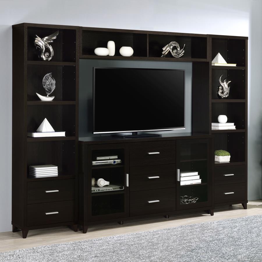 Lewes 4-piece 60" TV Entertainment Center Cappuccino (image for) Lewes 4-piece 60" TV Entertainment Center Cappuccino