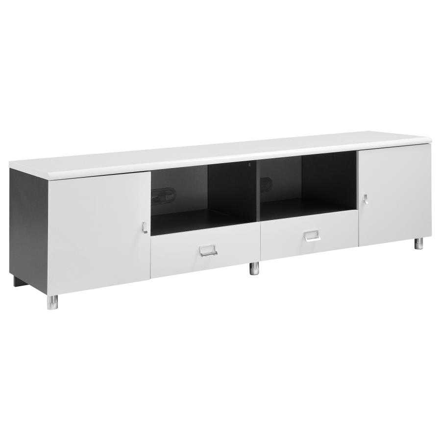 Burkett 2-door Engineered Wood 71" TV Stand White High Gloss (image for) Burkett 2-door Engineered Wood 71" TV Stand White High Gloss