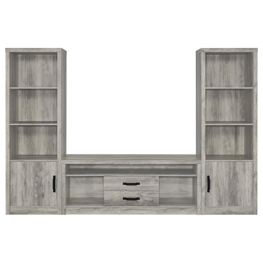 Burke 3-piece 59" TV Entertainment Center Grey Driftwood (image for) Burke 3-piece 59" TV Entertainment Center Grey Driftwood