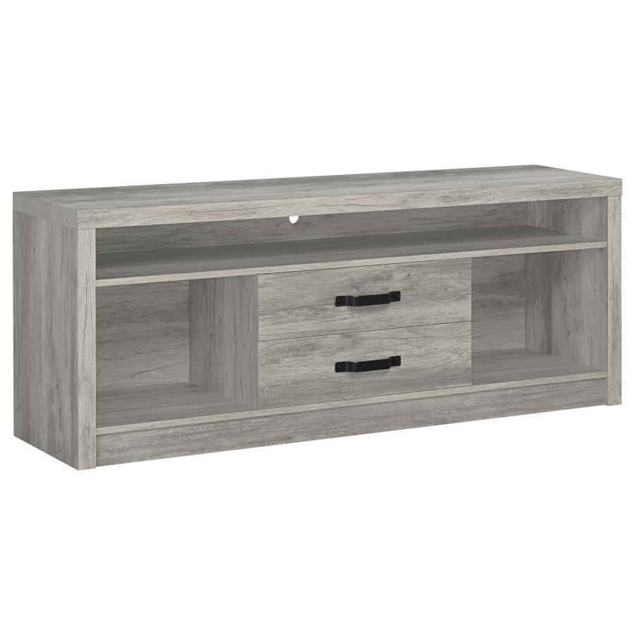Burke 2-drawer Engineered Wood 59" TV Stand Grey Driftwood (image for) Burke 2-drawer Engineered Wood 59" TV Stand Grey Driftwood