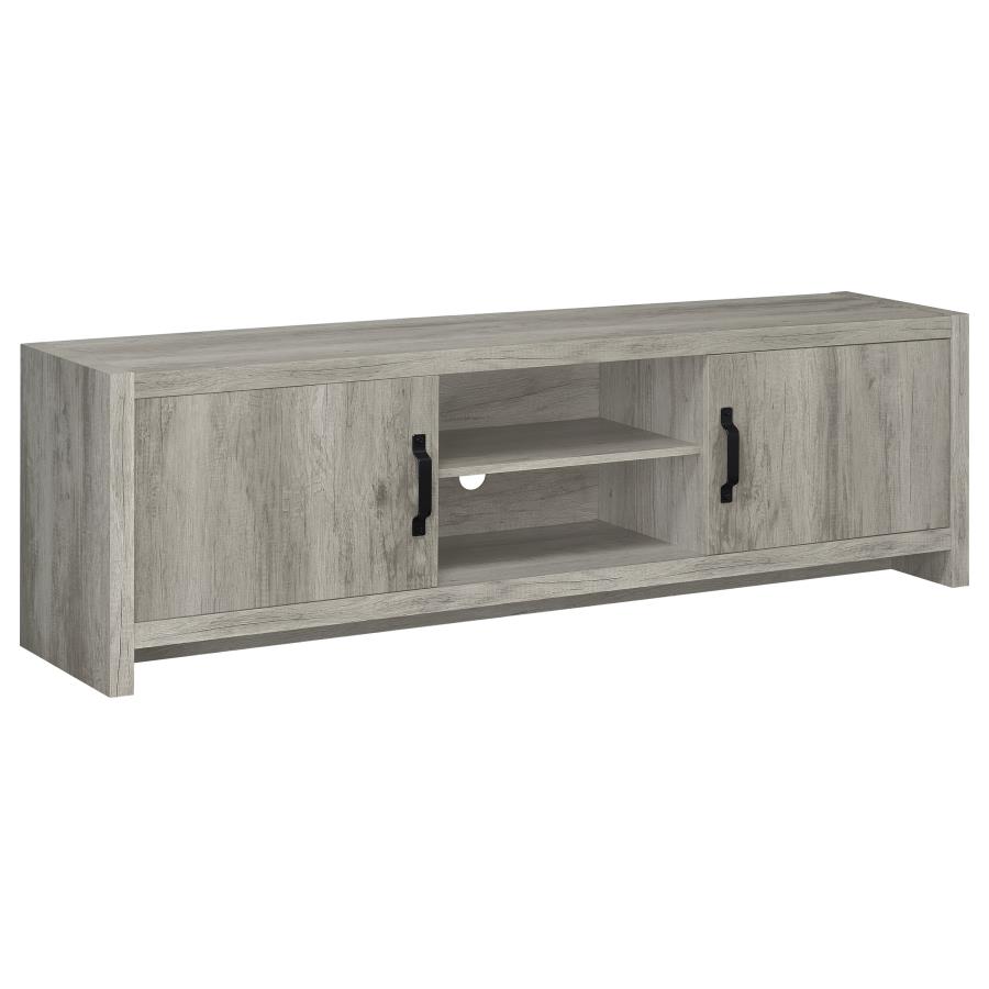 Burke 2-door Engineered Wood 71" TV Stand Grey Driftwood (image for) Burke 2-door Engineered Wood 71" TV Stand Grey Driftwood