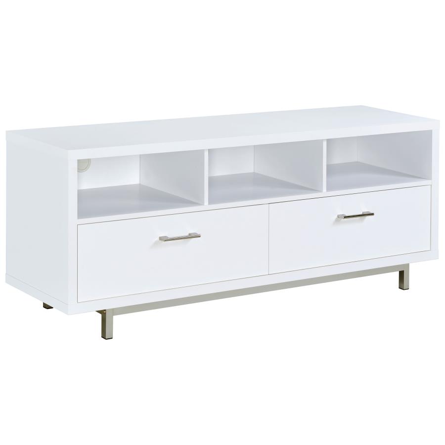 Casey 2-drawer Engineered Wood 60" TV Stand White (image for) Casey 2-drawer Engineered Wood 60" TV Stand White