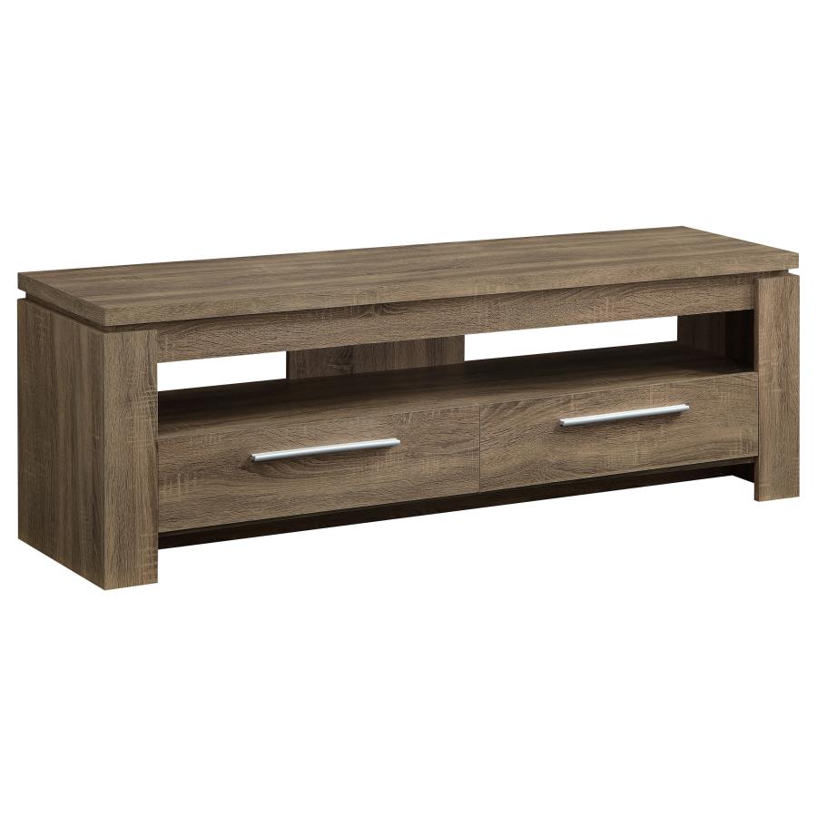 Elkton 2-drawer Engineered Wood 59" TV Stand Weathered Brown (image for) Elkton 2-drawer Engineered Wood 59" TV Stand Weathered Brown