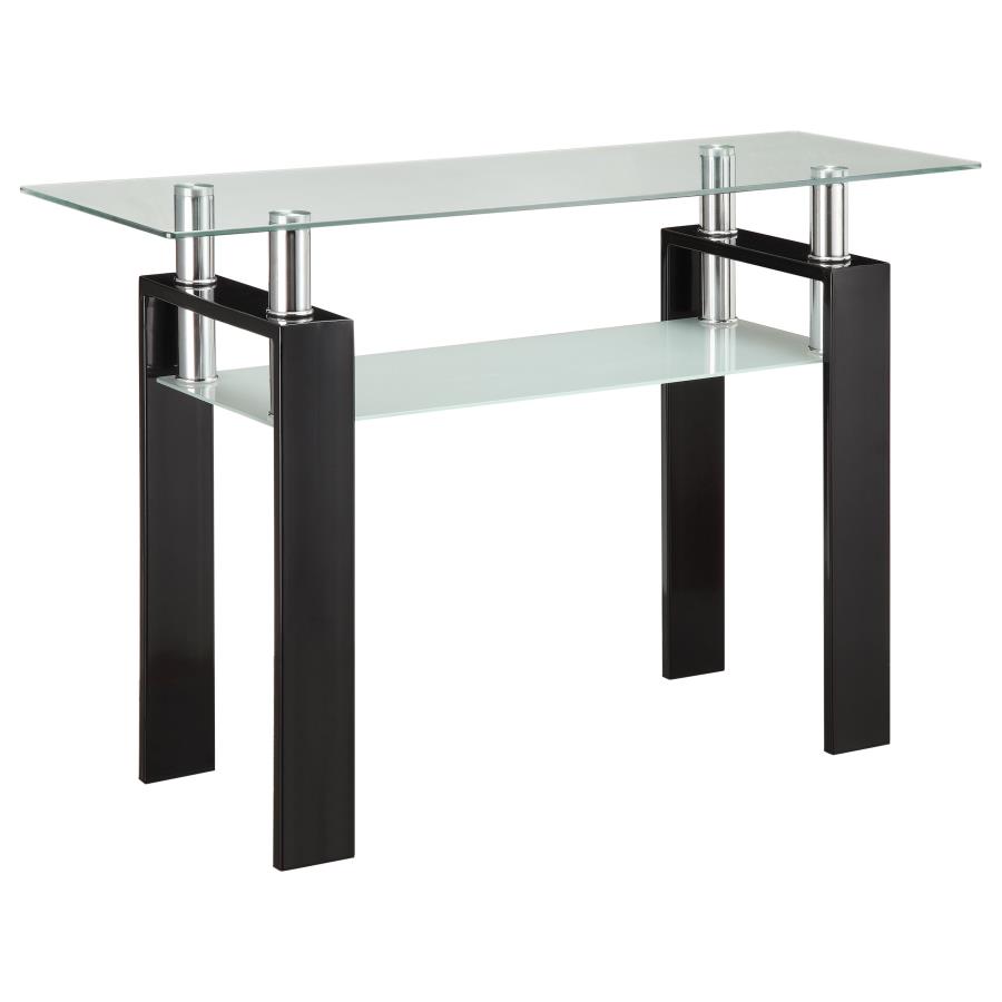 Dyer Rectangular Glass Top Entryway Sofa Console Table Black (image for) Dyer Rectangular Glass Top Entryway Sofa Console Table Black