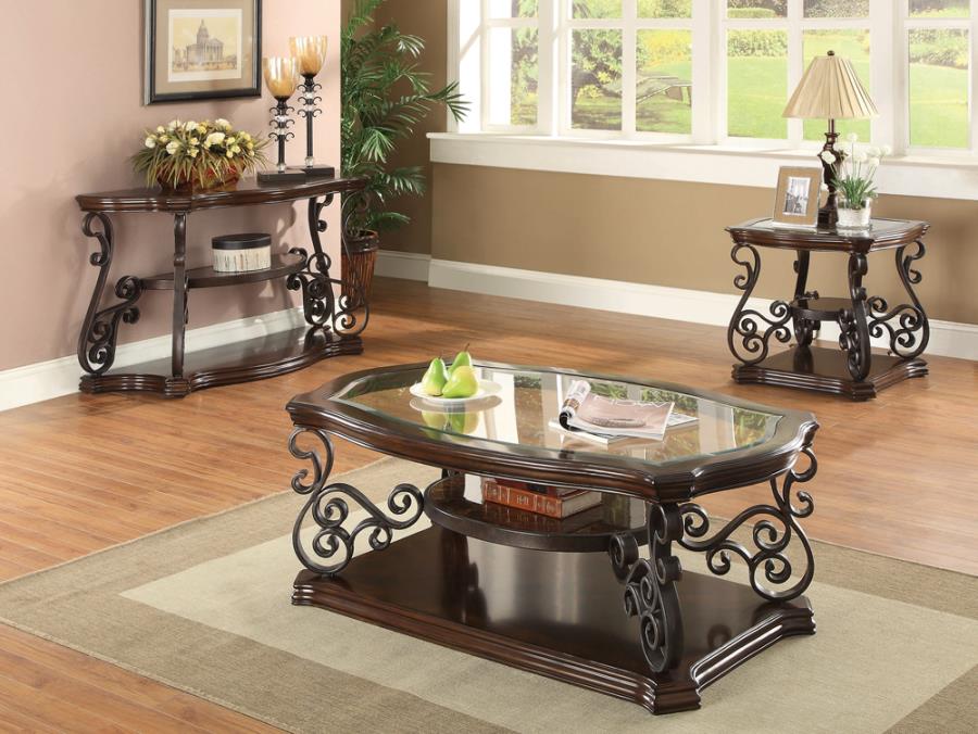 Modal Additional Images for Laney 1-shelf Glass Top Rectangular Coffee Table Deep Merlot