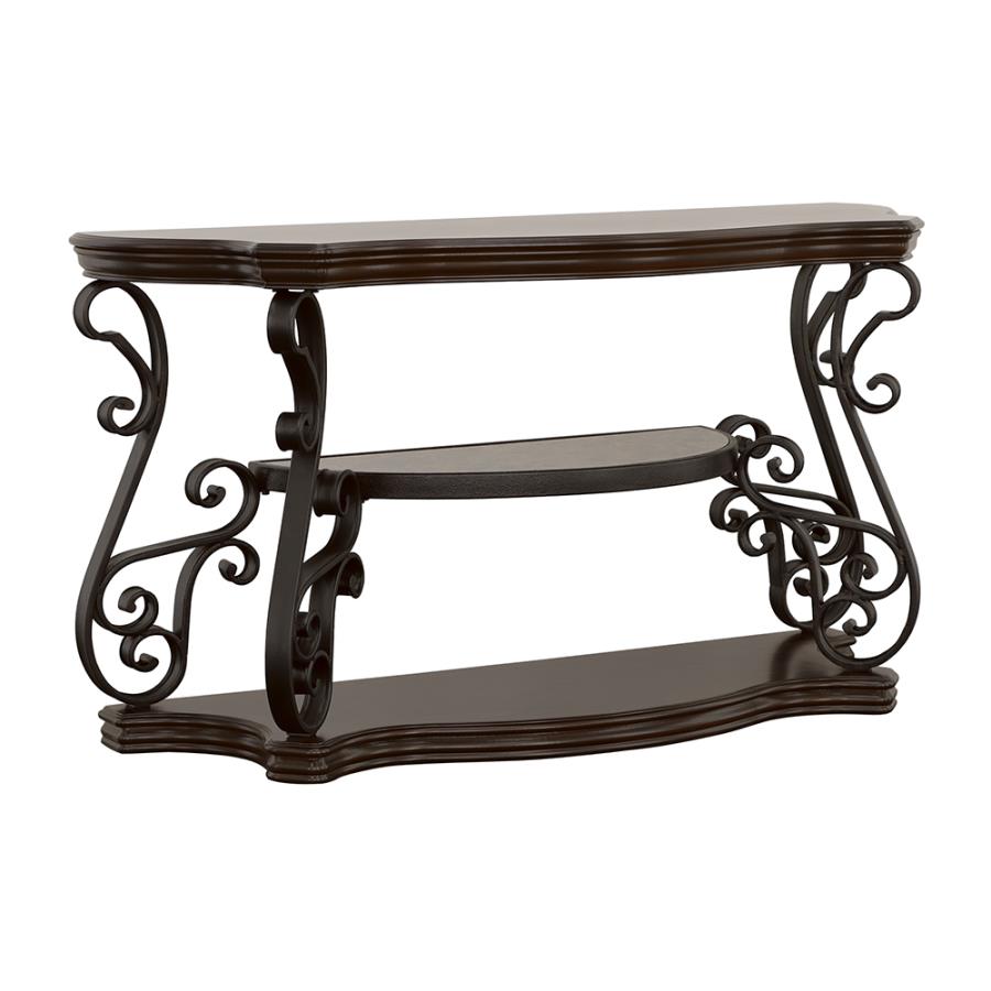 Laney Scrollwork Entryway Sofa Console Table Deep Merlot (image for) Laney Scrollwork Entryway Sofa Console Table Deep Merlot