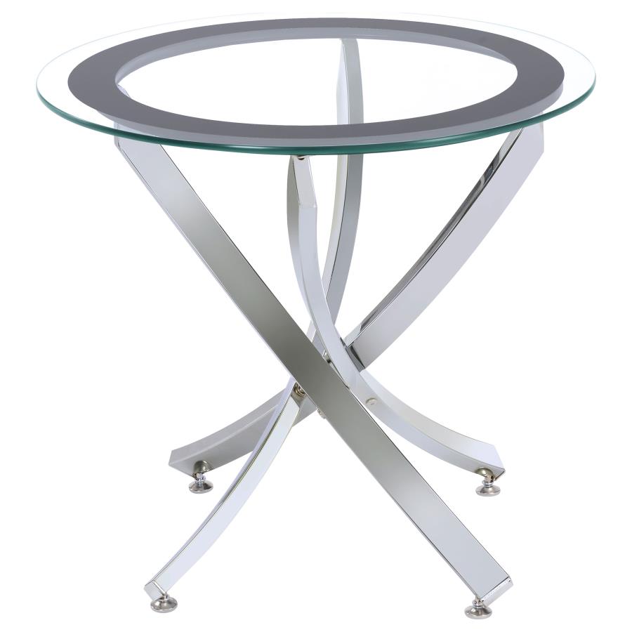 Brooke Round Glass Top Side End Table Metal Base Chrome (image for) Brooke Round Glass Top Side End Table Metal Base Chrome