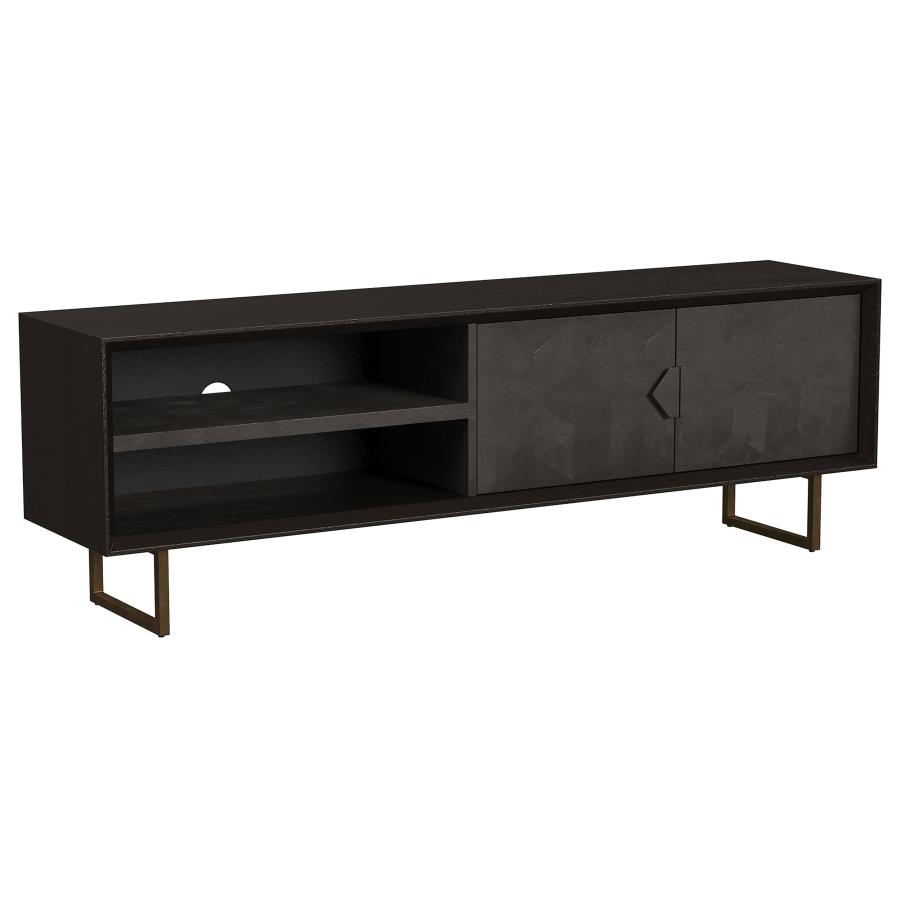 Marsden 2-door Mango Wood 70" TV Stand Charcoal Black (image for) Marsden 2-door Mango Wood 70" TV Stand Charcoal Black