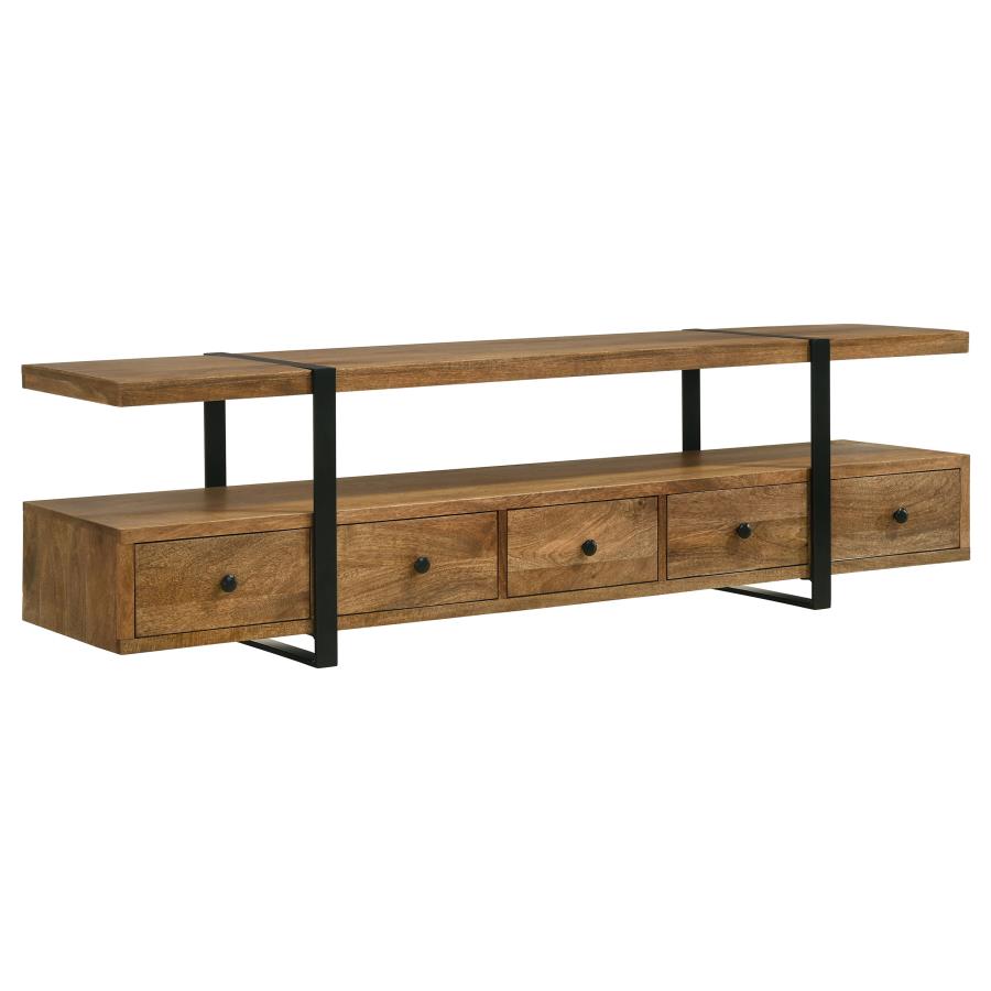Otto 5-drawer Mango Wood 70" TV Stand Media Console Brown (image for) Otto 5-drawer Mango Wood 70" TV Stand Media Console Brown