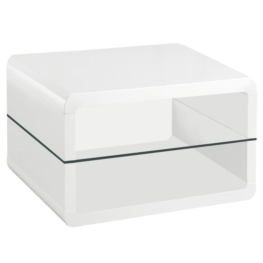Elana 1-shelf Rectangular Side End Table White High Gloss (image for) Elana 1-shelf Rectangular Side End Table White High Gloss