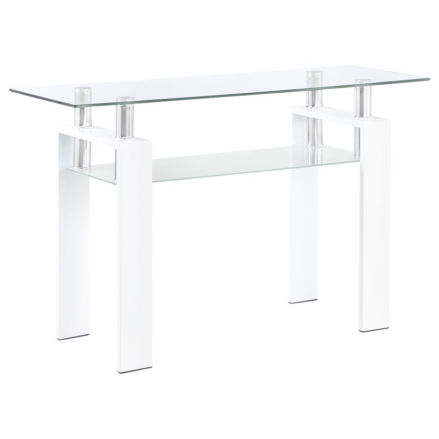 Dyer Rectangular Glass Top Entryway Sofa Console Table White (image for) Dyer Rectangular Glass Top Entryway Sofa Console Table White