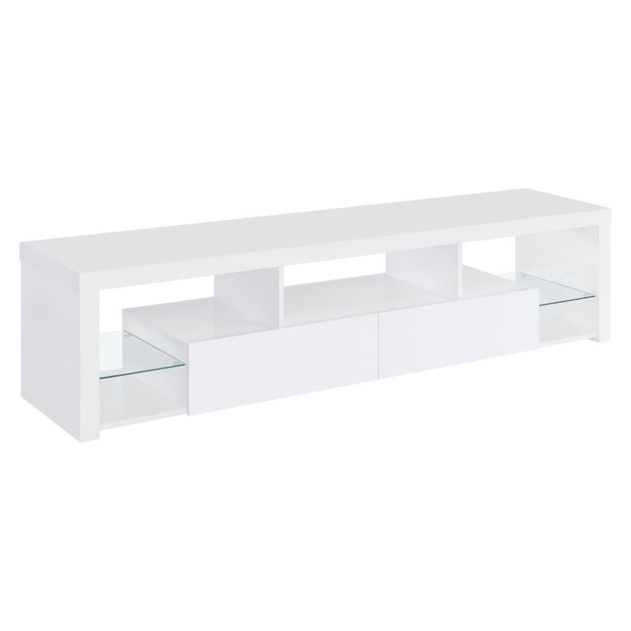 Jude 2-drawer Engineered Wood 71" TV Stand High Gloss White (image for) Jude 2-drawer Engineered Wood 71" TV Stand High Gloss White