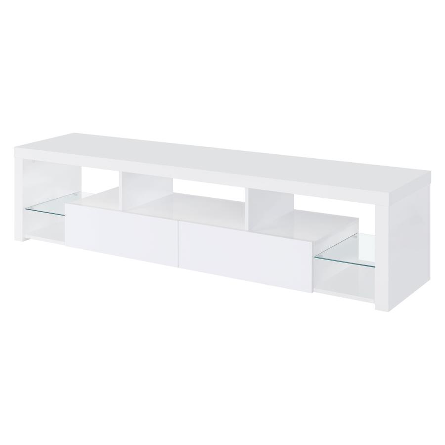 Jude 2-drawer Engineered Wood 71" TV Stand High Gloss White