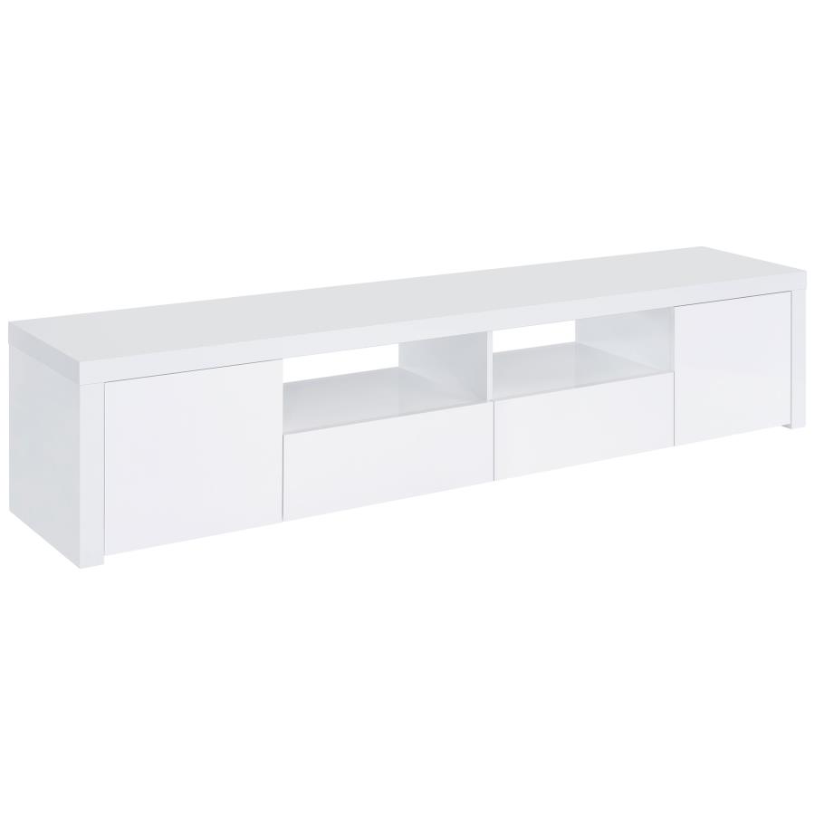 Jude 2-door Engineered Wood 79" TV Stand High Gloss White (image for) Jude 2-door Engineered Wood 79" TV Stand High Gloss White