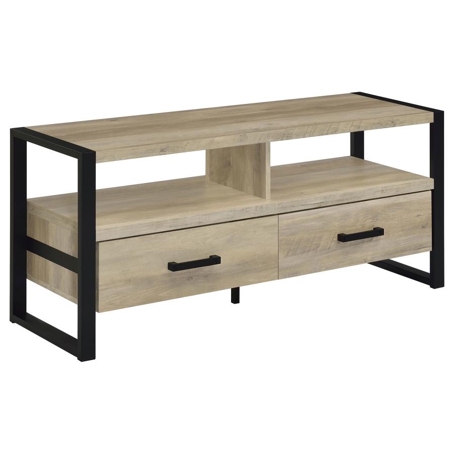 James 2-drawer Engineered Wood 48" TV Stand Distressed Pine (image for) James 2-drawer Engineered Wood 48" TV Stand Distressed Pine