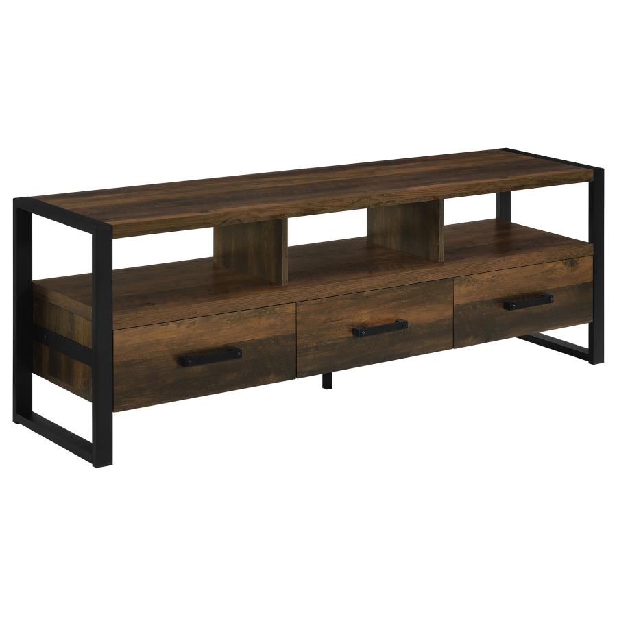 James 3-drawer Engineered Wood 60" TV Stand Dark Pine (image for) James 3-drawer Engineered Wood 60" TV Stand Dark Pine