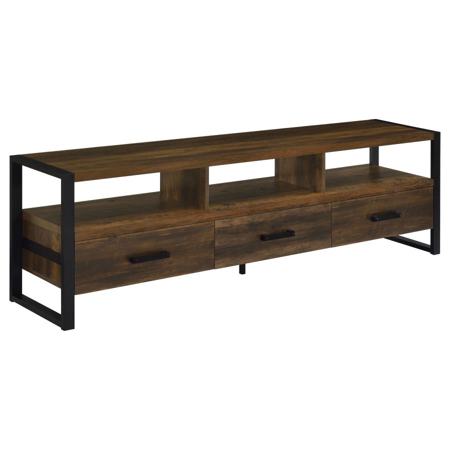 James 3-drawer Engineered Wood 71" TV Stand Dark Pine (image for) James 3-drawer Engineered Wood 71" TV Stand Dark Pine