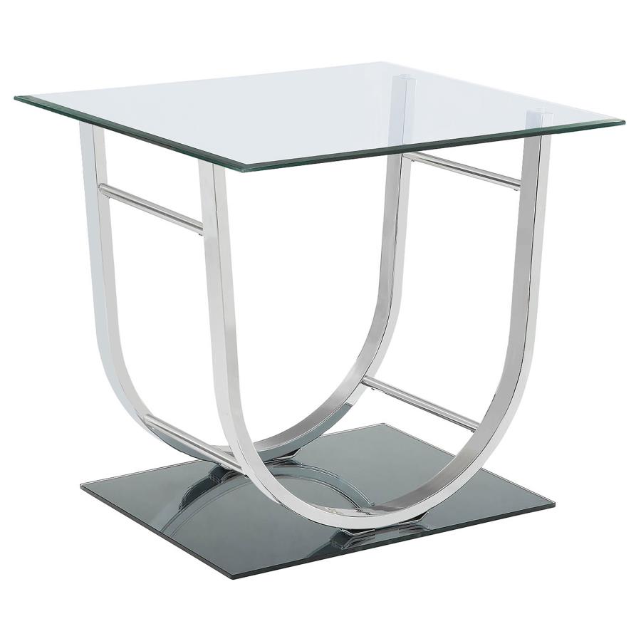 Danville Square U-Shaped Glass Top Side End Table Chrome (image for) Danville Square U-Shaped Glass Top Side End Table Chrome
