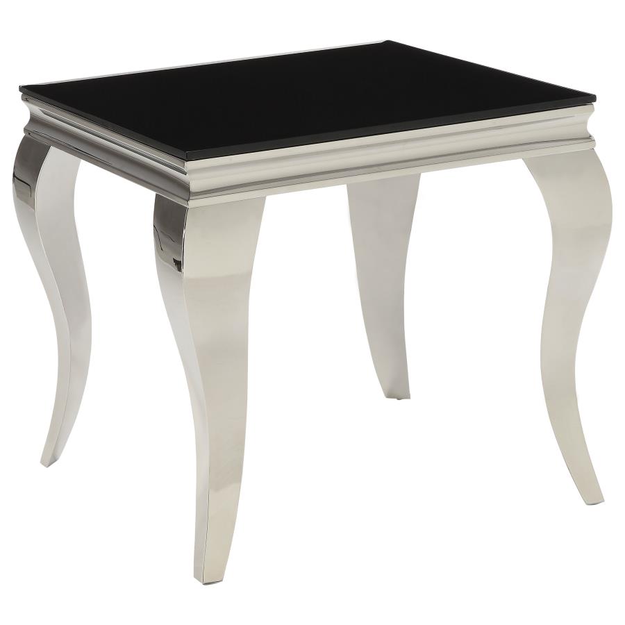 Carone Square End Table Chrome and Black (image for) Carone Square End Table Chrome and Black