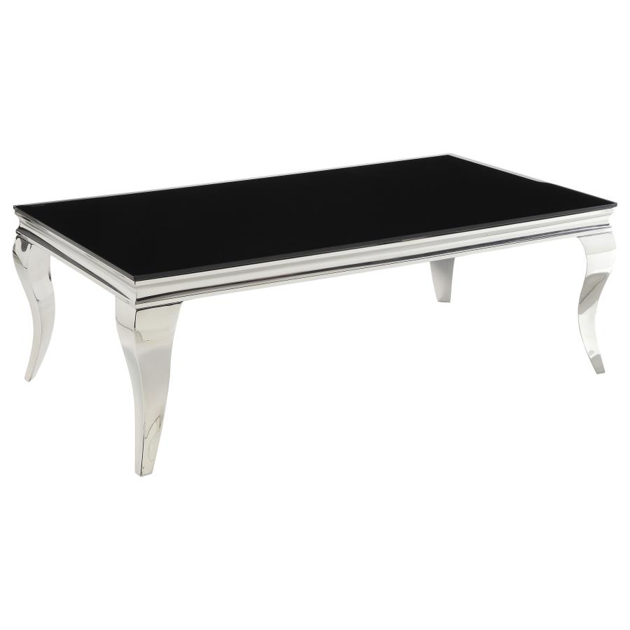 Carone Rectangular Glass Top Coffee Table Black and Chrome (image for) Carone Rectangular Glass Top Coffee Table Black and Chrome
