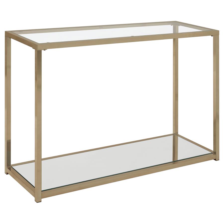 Cora Glass Top Entryway Console Table Chocolate Chrome (image for) Cora Glass Top Entryway Console Table Chocolate Chrome