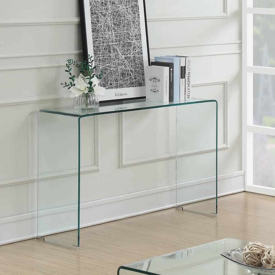 Ripley Tempered Bent Glass Entryway Console Table Clear (image for) Ripley Tempered Bent Glass Entryway Console Table Clear