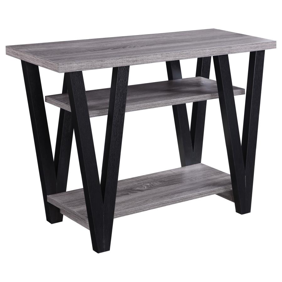 Stevens 2-shelf Engineered Wood Entryway Console Table Grey (image for) Stevens 2-shelf Engineered Wood Entryway Console Table Grey