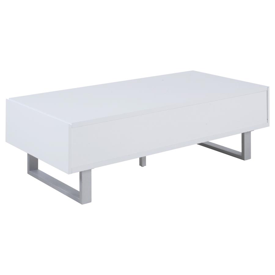 Atchison 2-drawer Rectangular Coffee Table White High Gloss (image for) Atchison 2-drawer Rectangular Coffee Table White High Gloss