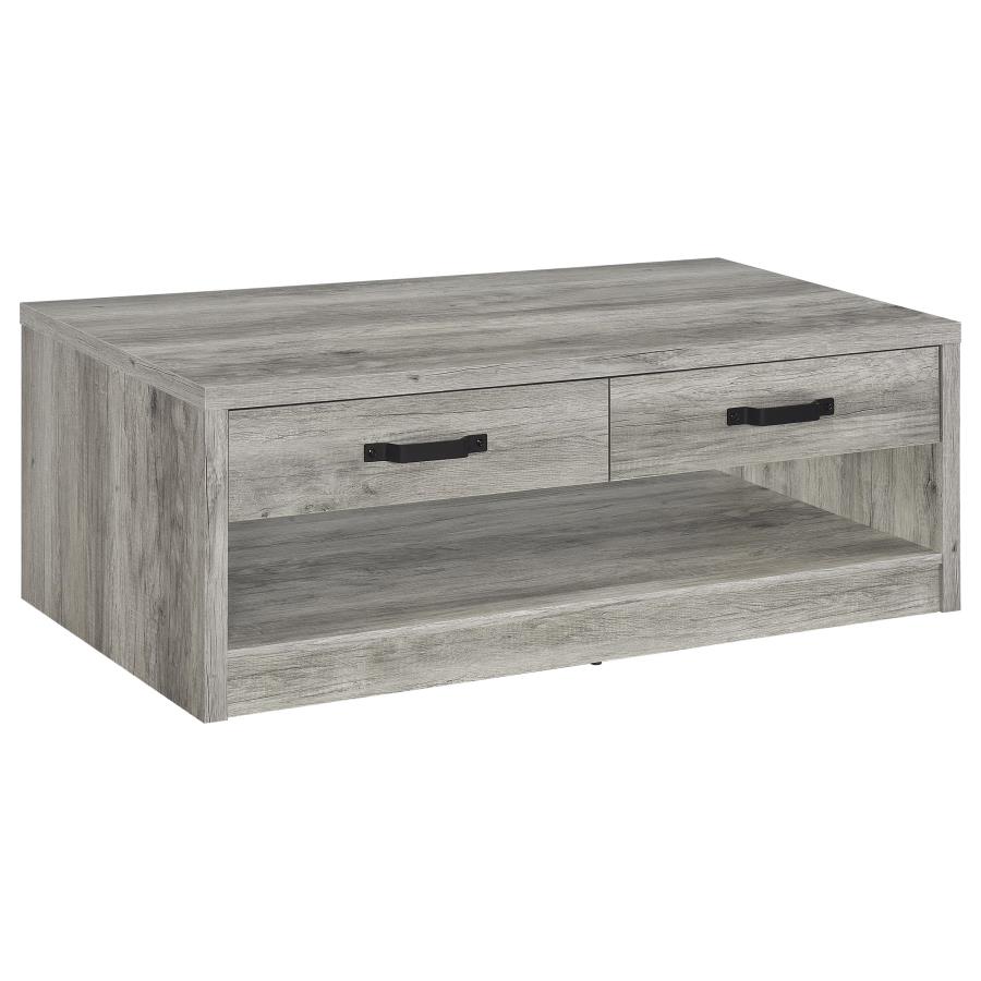 Felix 2-drawer Engineered Wood Coffee Table Grey Driftwood (image for) Felix 2-drawer Engineered Wood Coffee Table Grey Driftwood