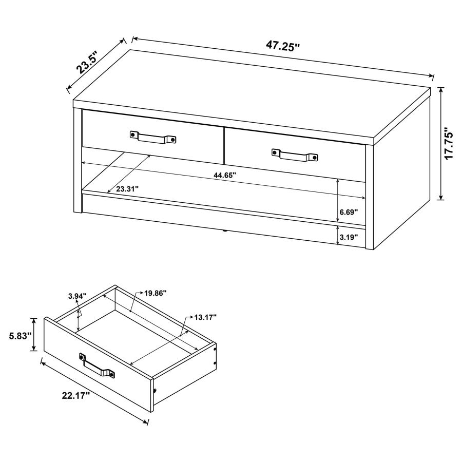 Felix 2-drawer Engineered Wood Coffee Table Grey Driftwood