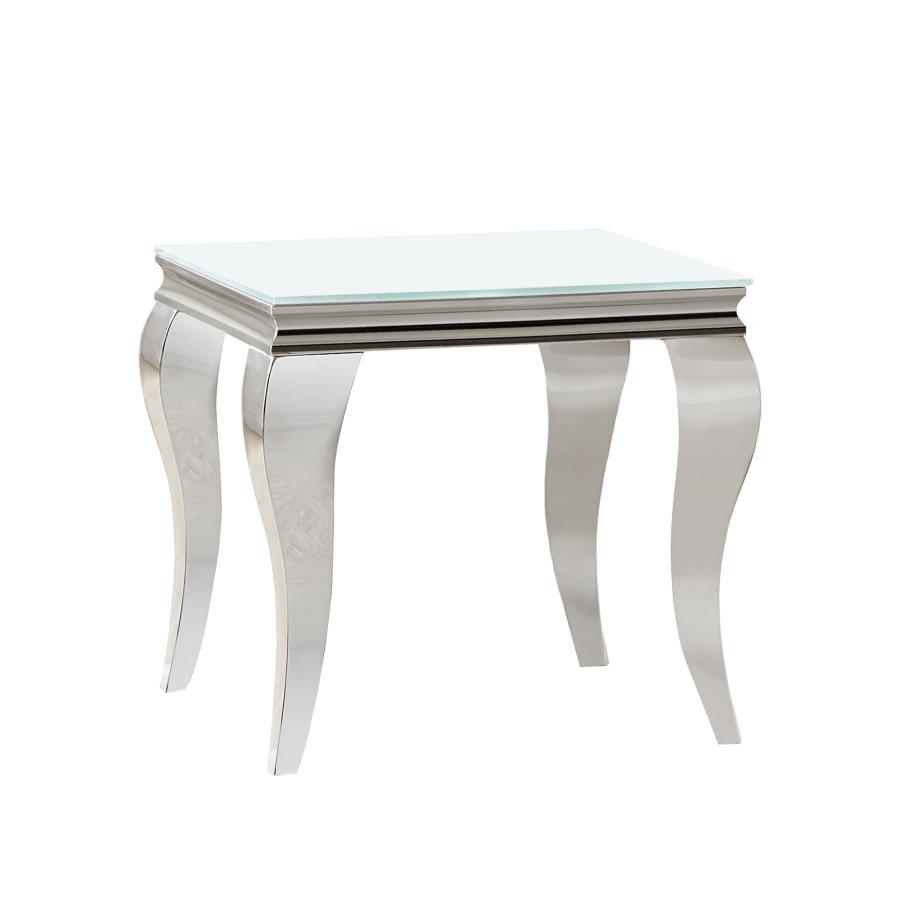 Carone Square End Table White and Chrome (image for) Carone Square End Table White and Chrome