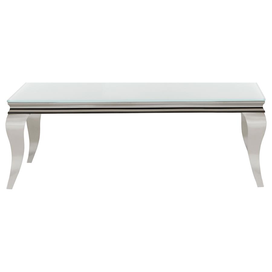 Carone Rectangular Glass Top Coffee Table White and Chrome (image for) Carone Rectangular Glass Top Coffee Table White and Chrome
