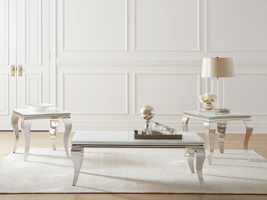 Modal Additional Images for Carone Rectangular Glass Top Coffee Table White and Chrome
