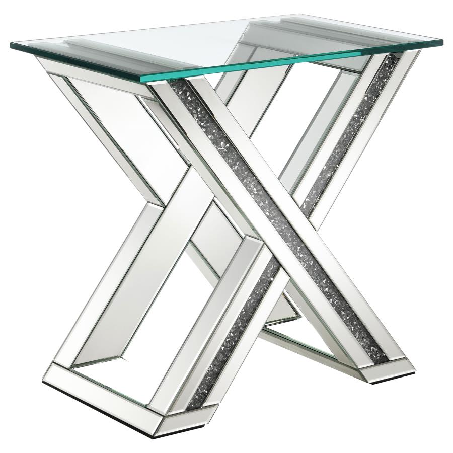 Bonnie Rectangular Mirrored Glass Top End Table Silver (image for) Bonnie Rectangular Mirrored Glass Top End Table Silver