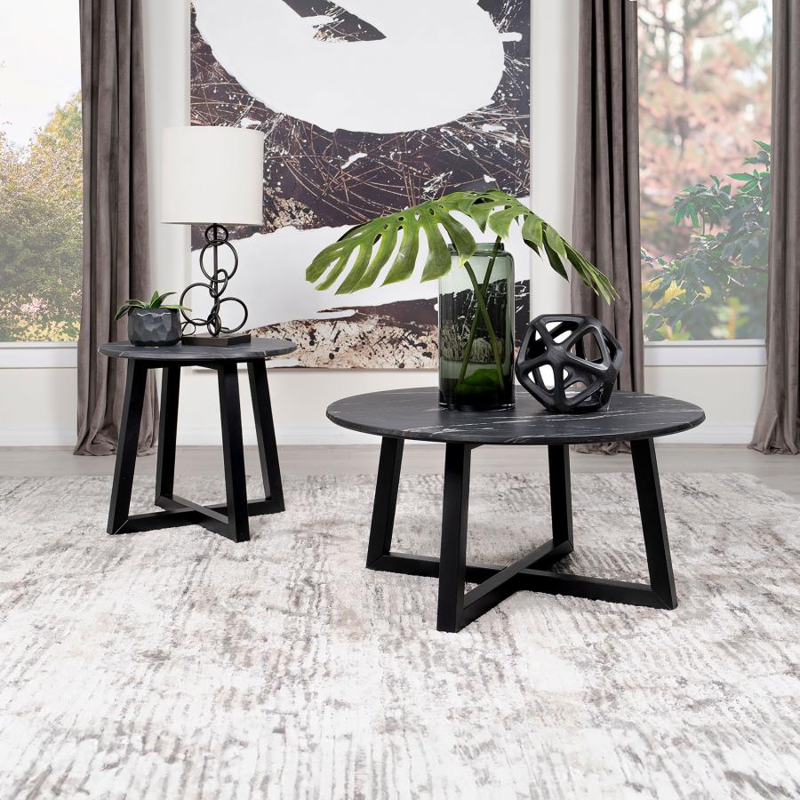 Modal Additional Images for Skylark Round Marble-like SmartTop Coffee Table Black