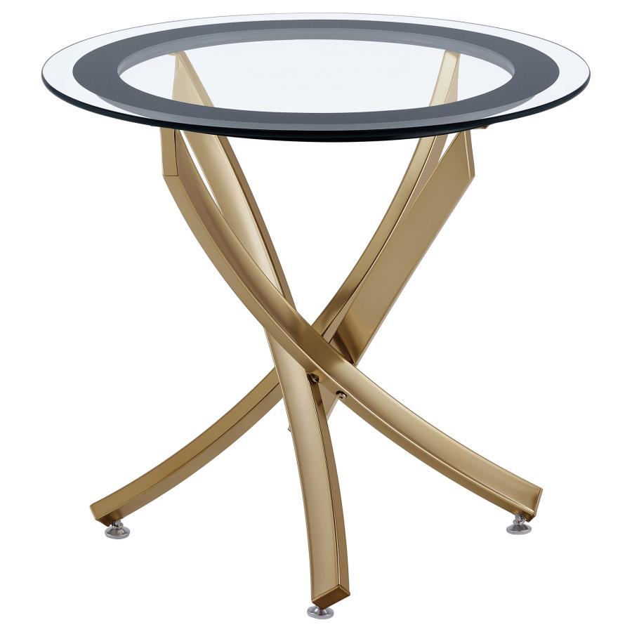Brooke Round Glass Top Side End Table Metal Base Brass (image for) Brooke Round Glass Top Side End Table Metal Base Brass