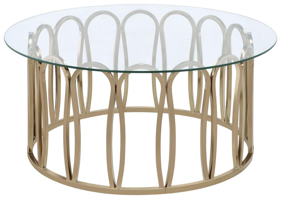 Monett Round Glass Top Coffee Table Chocolate Chrome (image for) Monett Round Glass Top Coffee Table Chocolate Chrome