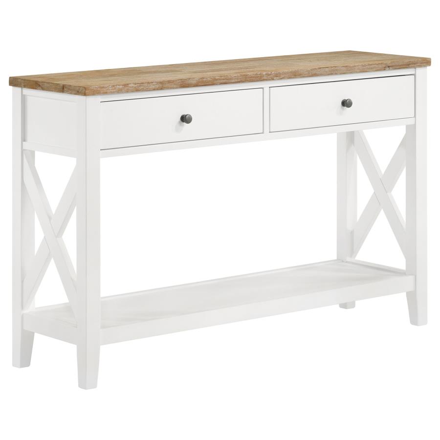 Hollis 2-drawer Wood Entryway Console Table Brown and White (image for) Hollis 2-drawer Wood Entryway Console Table Brown and White