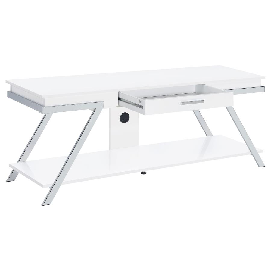 Marcia 1-drawer Wood 60" TV Stand White High Gloss (image for) Marcia 1-drawer Wood 60" TV Stand White High Gloss