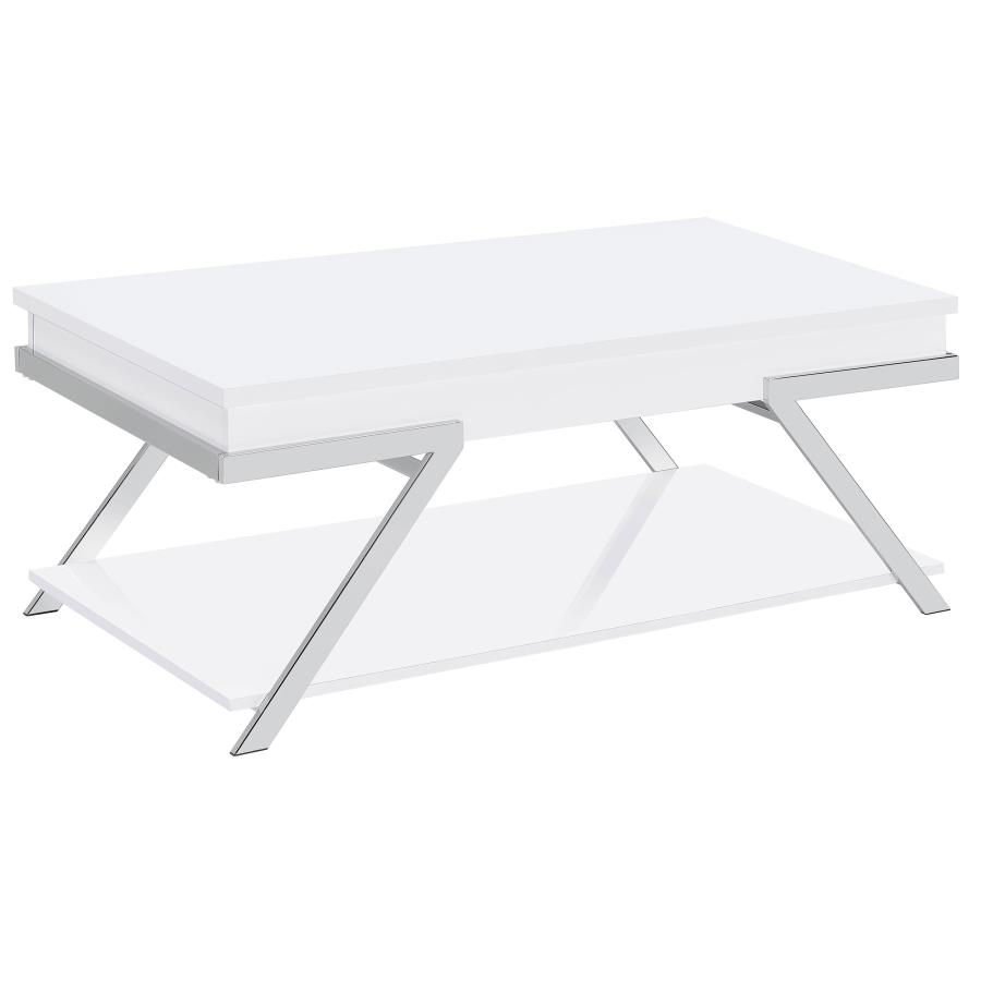 Marcia Rectangular Lift Top Coffee Table White High Gloss (image for) Marcia Rectangular Lift Top Coffee Table White High Gloss
