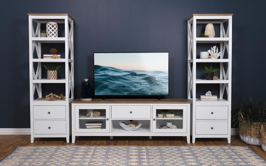 Hollis 3-piece 67" TV Stand Entertainment Center White (image for) Hollis 3-piece 67" TV Stand Entertainment Center White